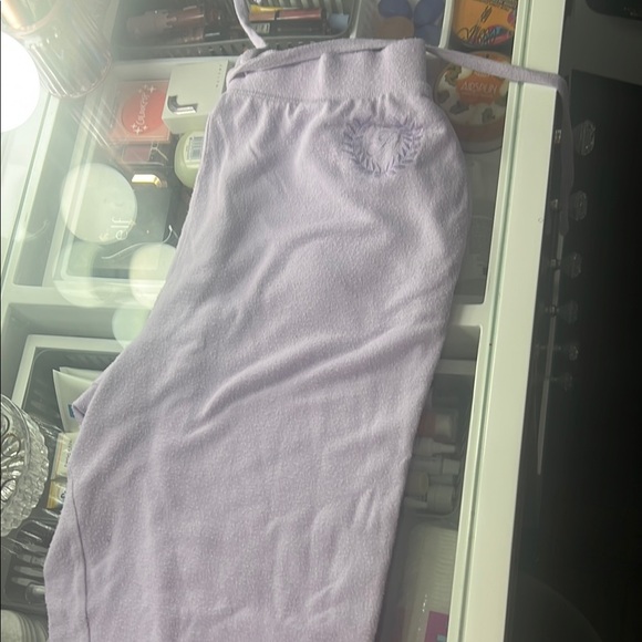 PINK Victoria's Secret Purple Midi Pencil Pajama with Tie Front - Picture 1 of 3